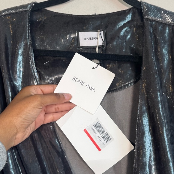 NWT BEARE PARK Velvet Mini Wrap Dress in Silver Tinsel - US 6 - Picture 7 of 8